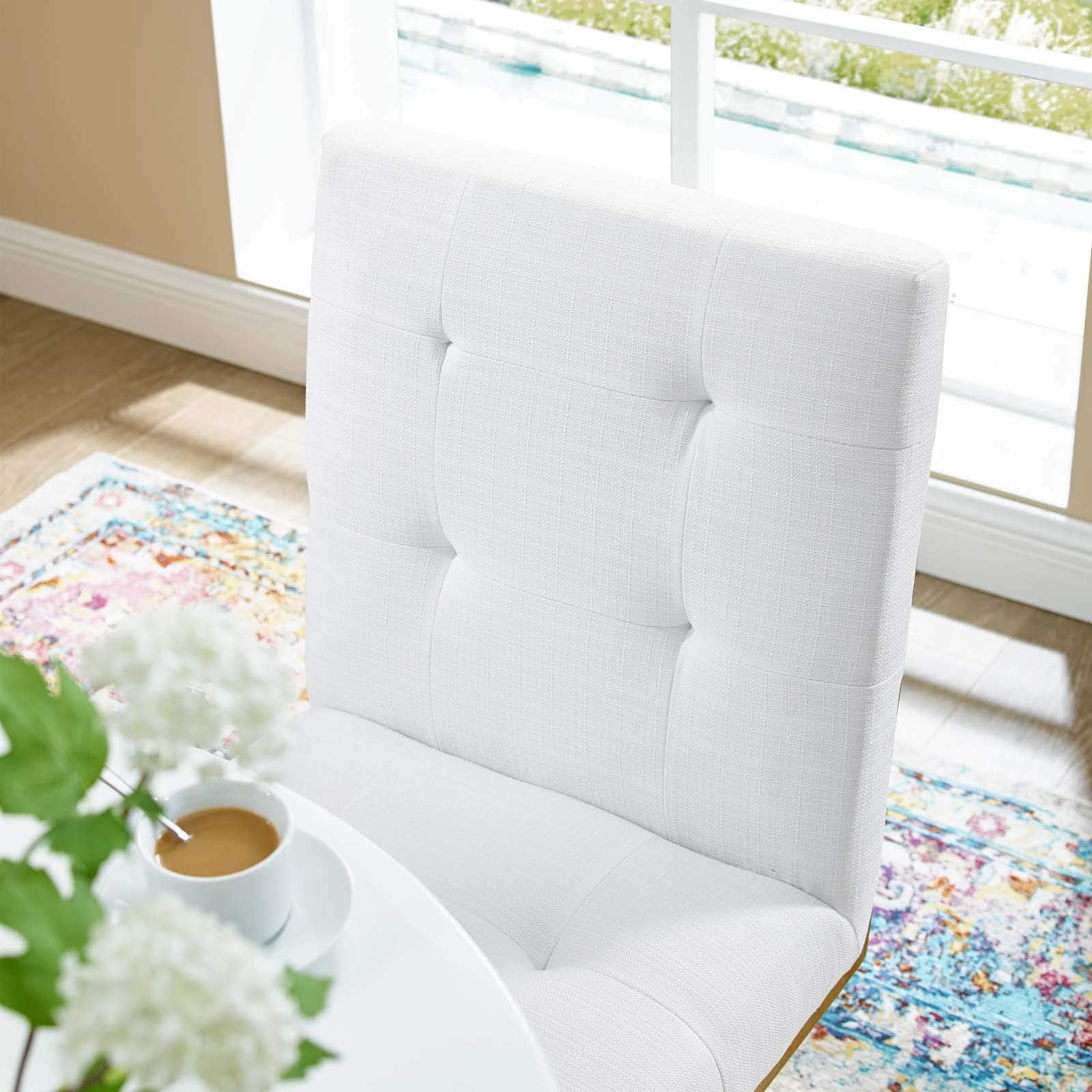 Modway Privy Upholstered Gold Stainless Steel Dining Chair In Gold White